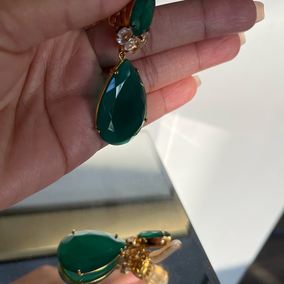 Green onyx Angelina Jolie style statement earrings - Picture 8 of 12